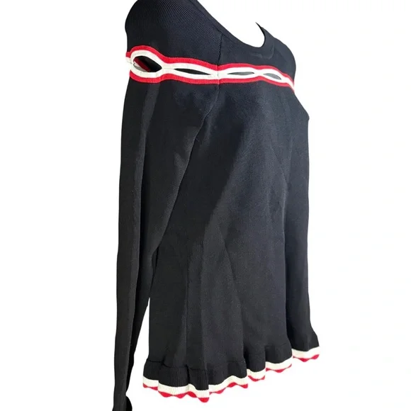 Anthropologie Moelleux cutout long sleeve top medium black red long sleeve - Picture 5 of 11